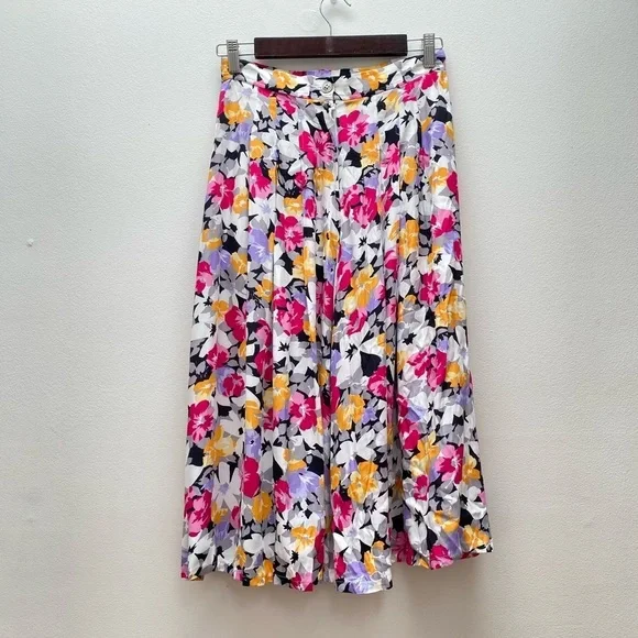 Vintage Floral Midi Skirt - Multicolor - Picture 6 of 8